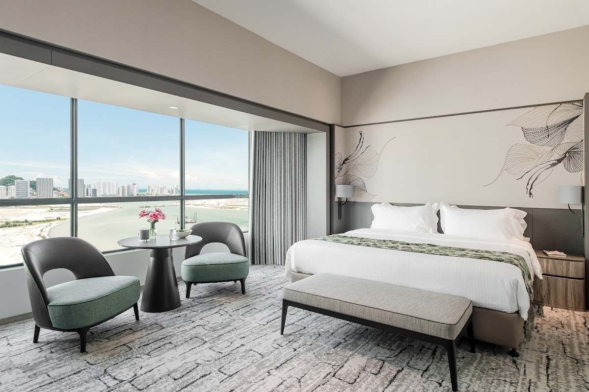 Inside a sea-view Deluxe Studio room at Ascott Gurney Penang.
