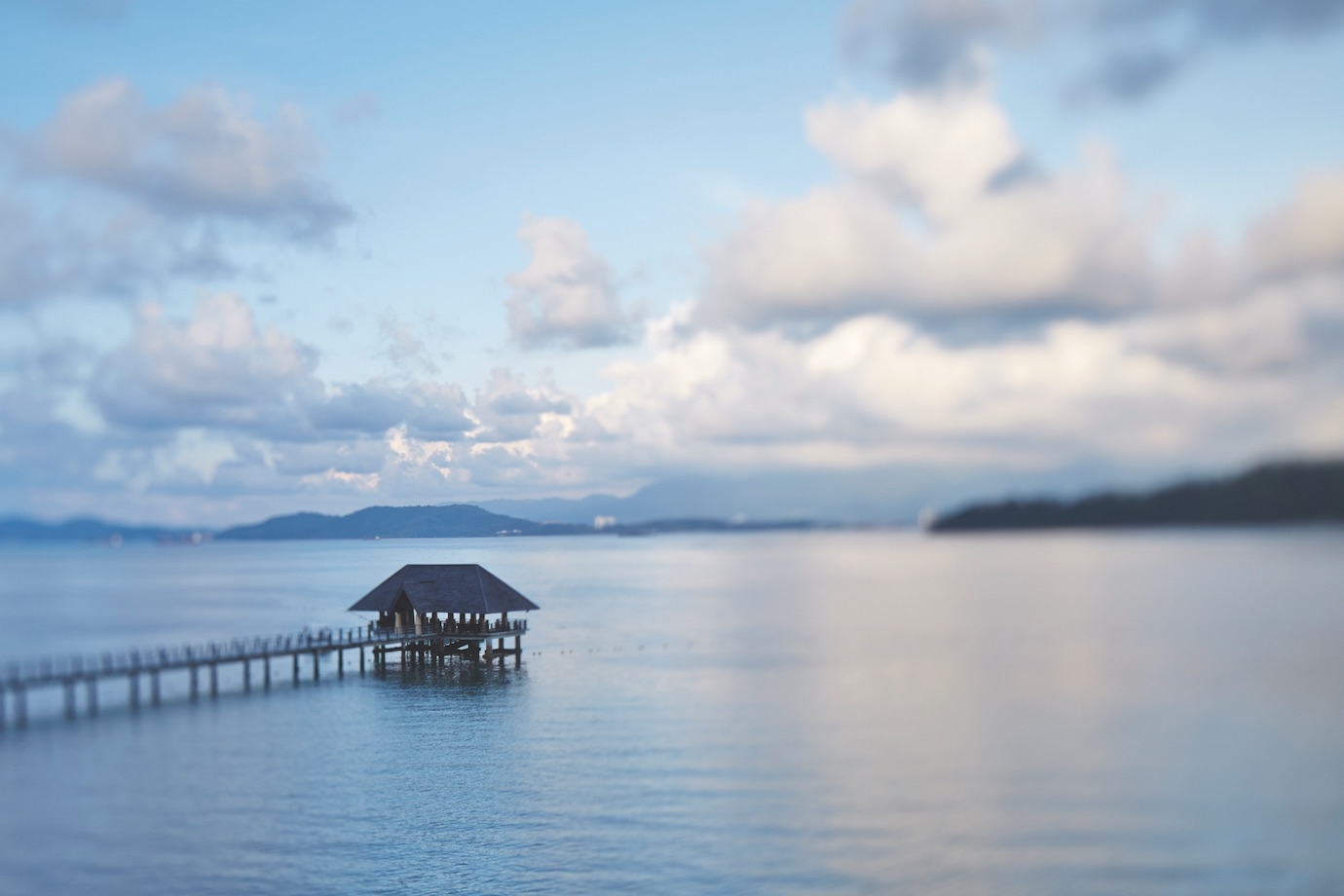 The jetty at Gaya Island Resort, with the Sabah mainland in the distance.