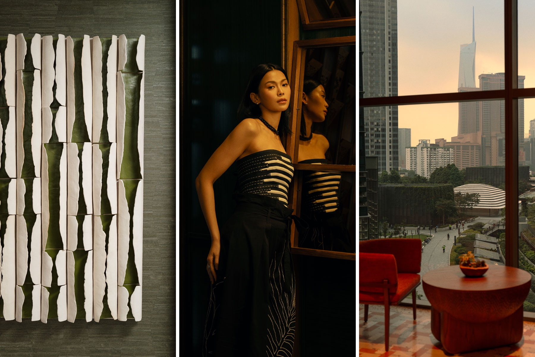 Kimpton Naluria Kuala Lumpur - design details, model in Tuai + Till, city view.