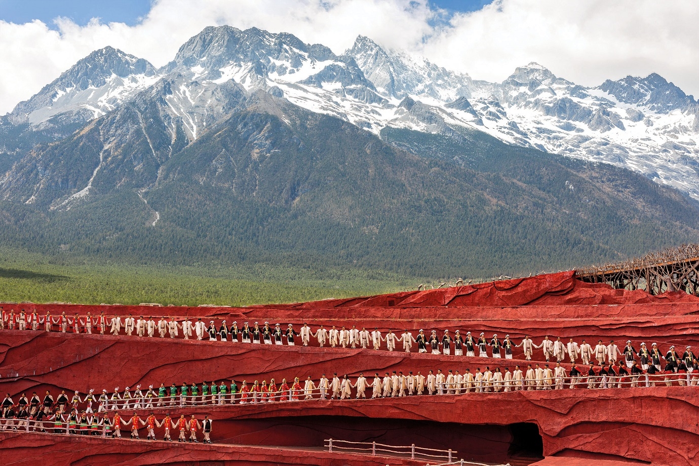 A scene from the Impression Lijiang show, staged at the foot of Jade Dragon Snow Mountain.