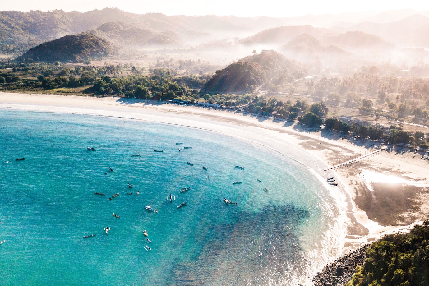 The white-sand beach of Selong Belanak on Lombok’s scenic south coast.