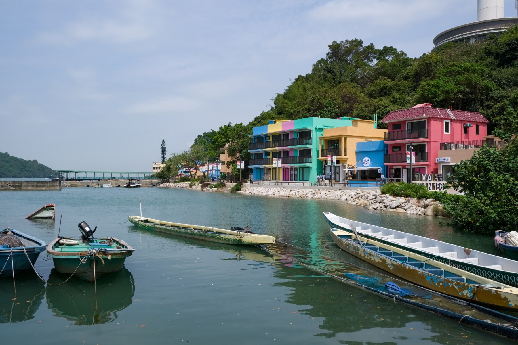 Rainbow-hued village houses at Ma Wan 1868, which opened in March.