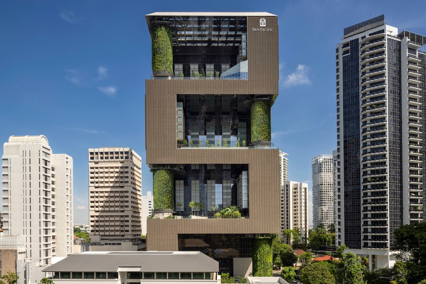 The eye-catching exterior of Pan Pacific Orchard, Singapore.