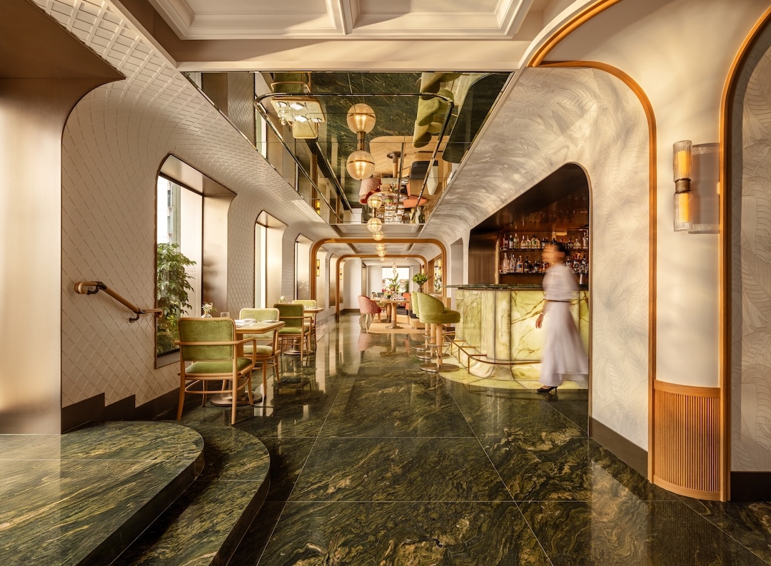 The main dining room exudes a restful air.