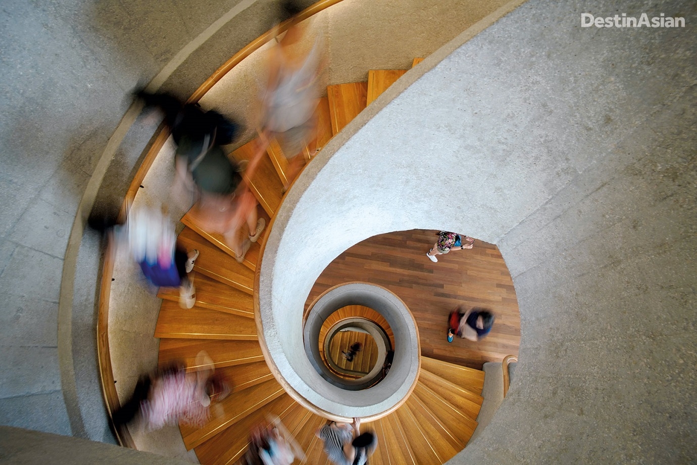 A spiral staircase at Tai Kwun in Hong Kong.