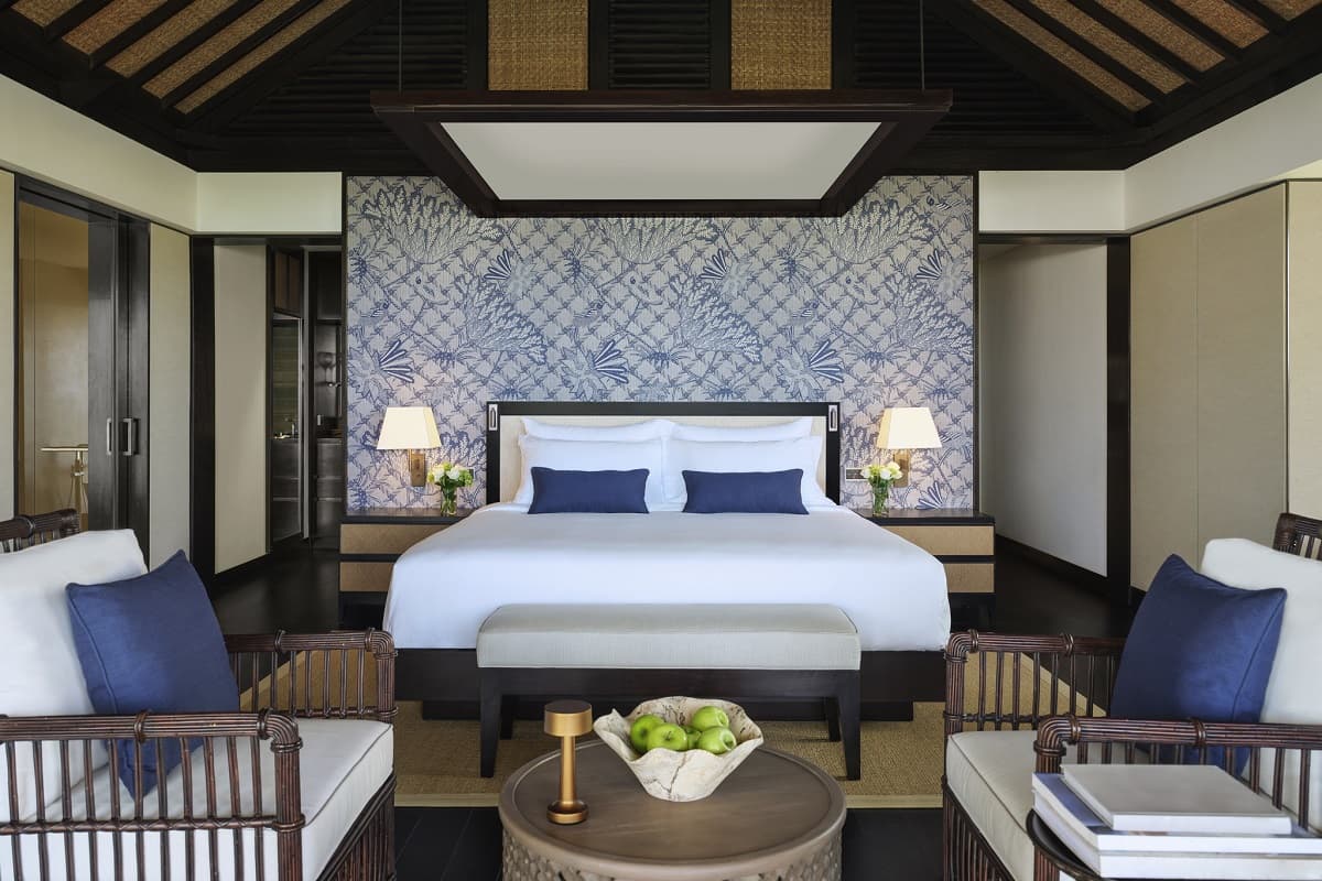 The bedroom of an Ocean Pool villa at Raffles Bali.