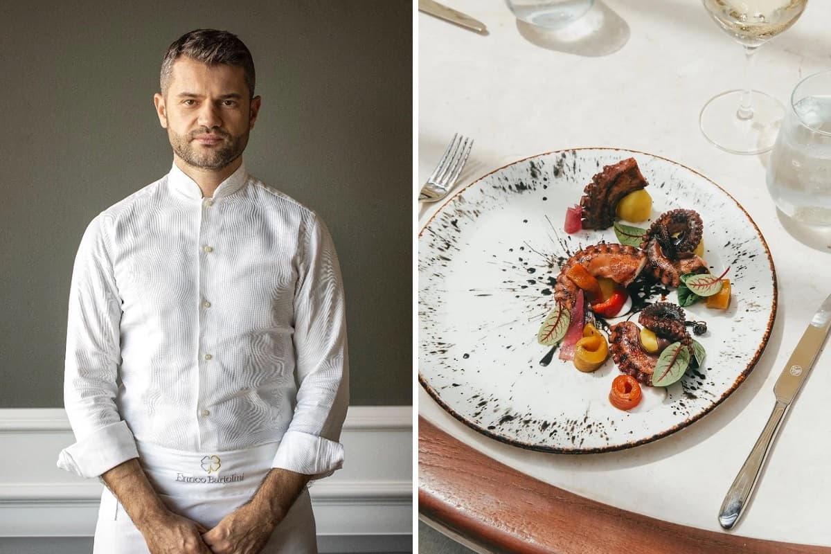 Chef Enrico Bartolini; an octopus dish at Amici Bali.