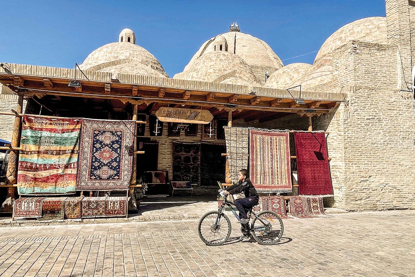 One of Bukhara’s ancient trading domes now serves as a bustling tourist market.