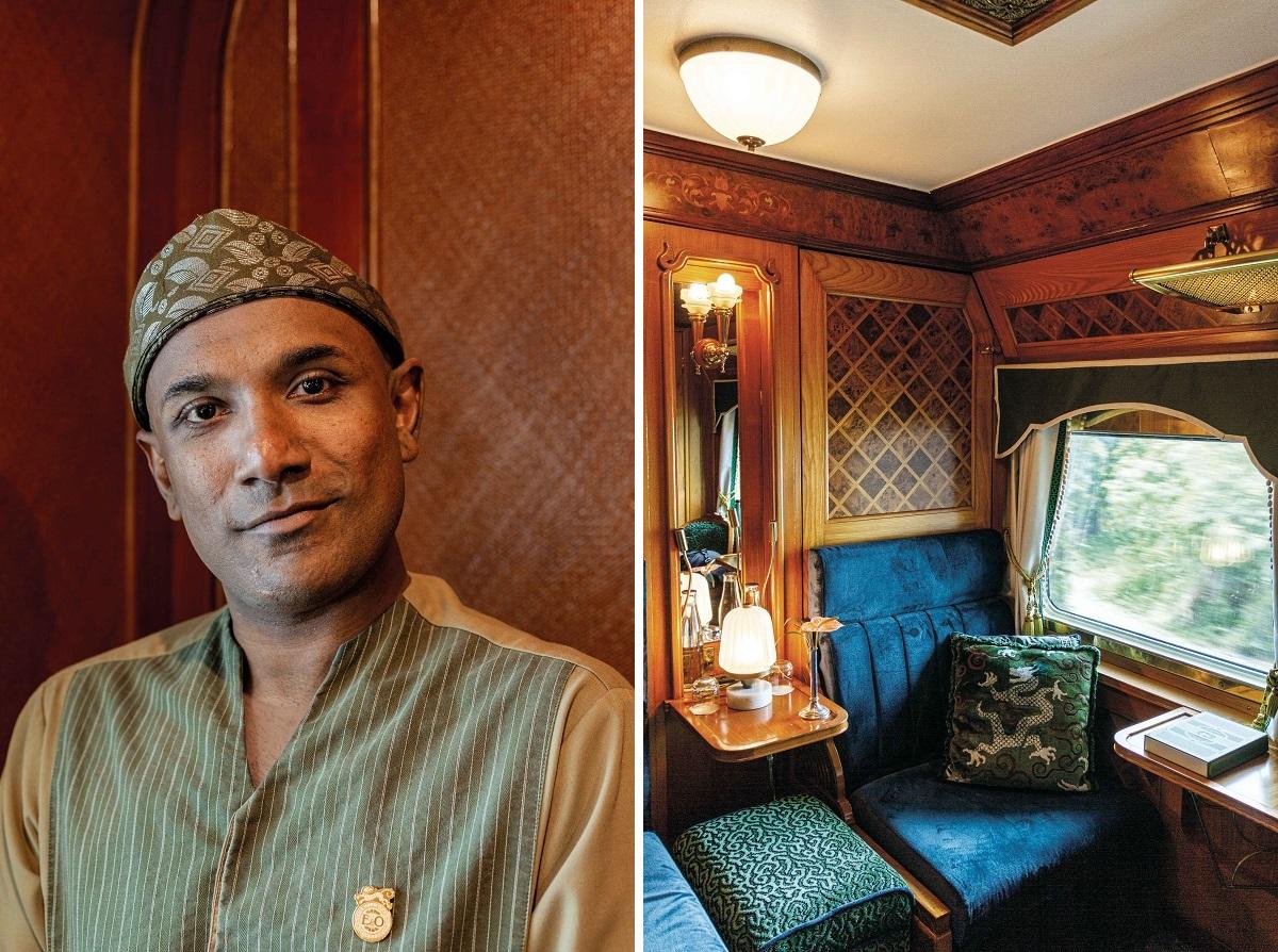 An attendant next to the Eastern & Oriental Express at the railway station in Butterworth.