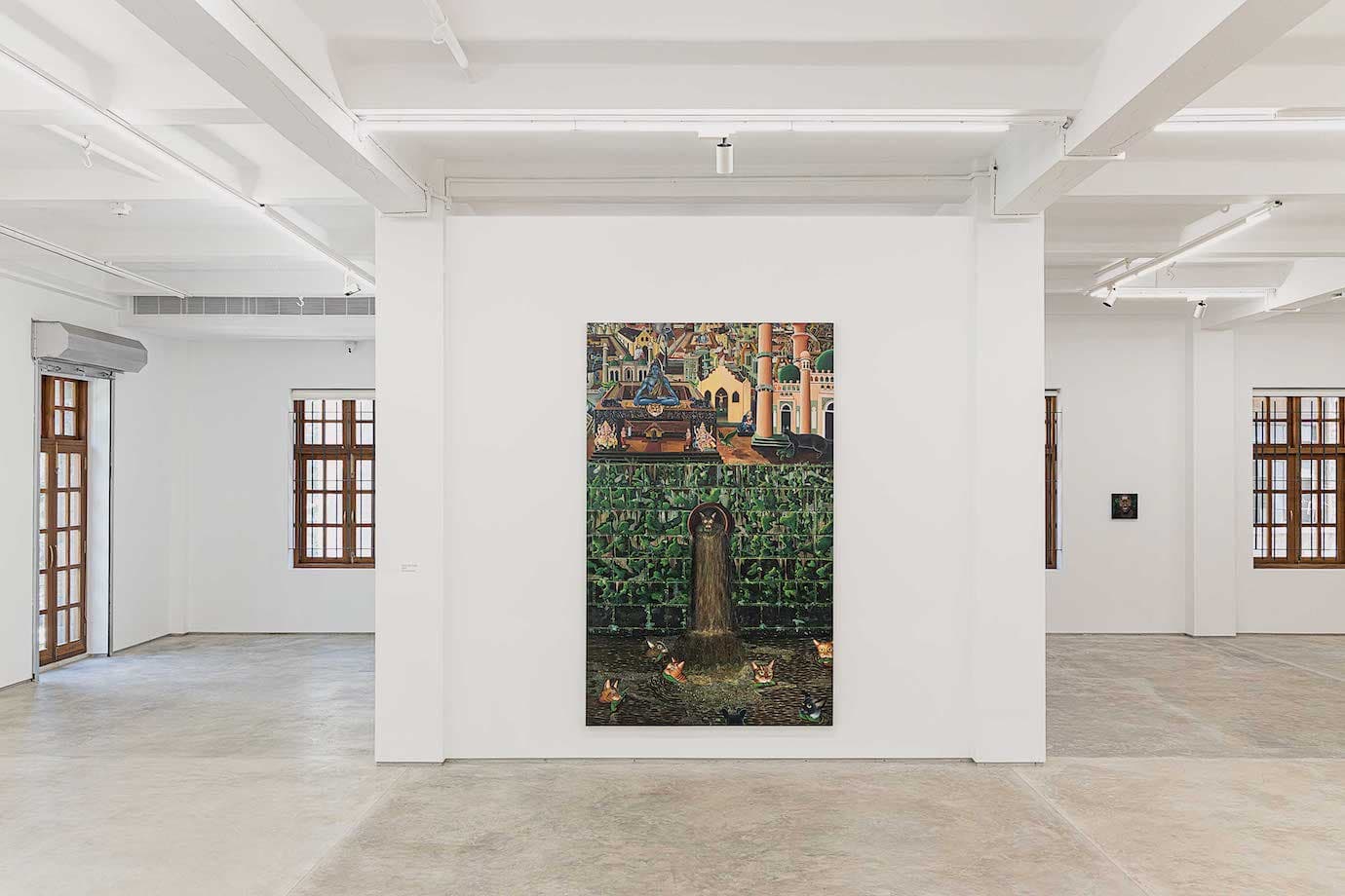 A work by Kerala artist Ratheesh T hanging in Galerie Mirchandani + Steinruecke.
