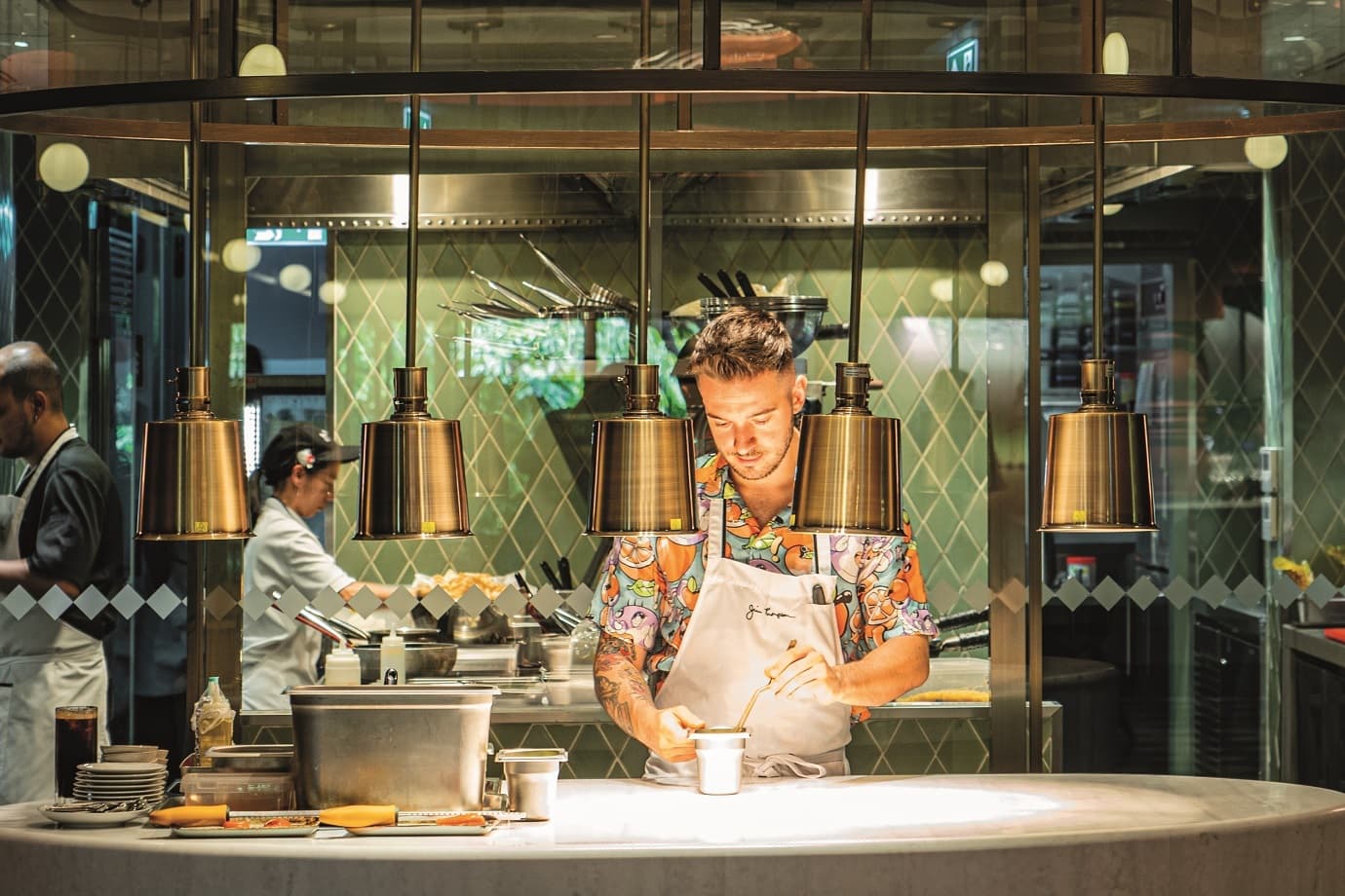 Chef Pepe Dasí Jiménez at work in the Jim Thompson restaurant’s open kitchen.