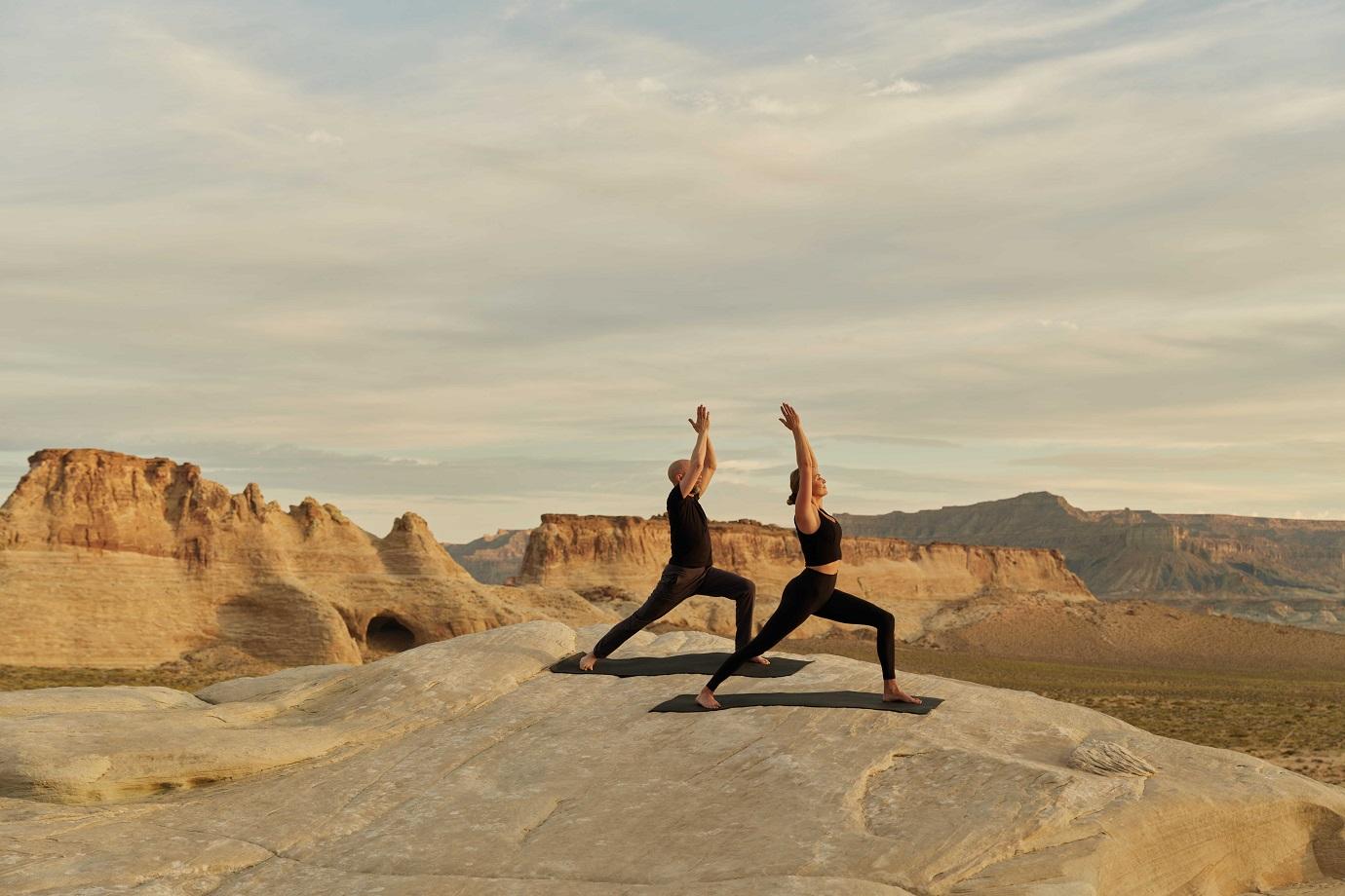 Amangiri's yoga on the rocks.