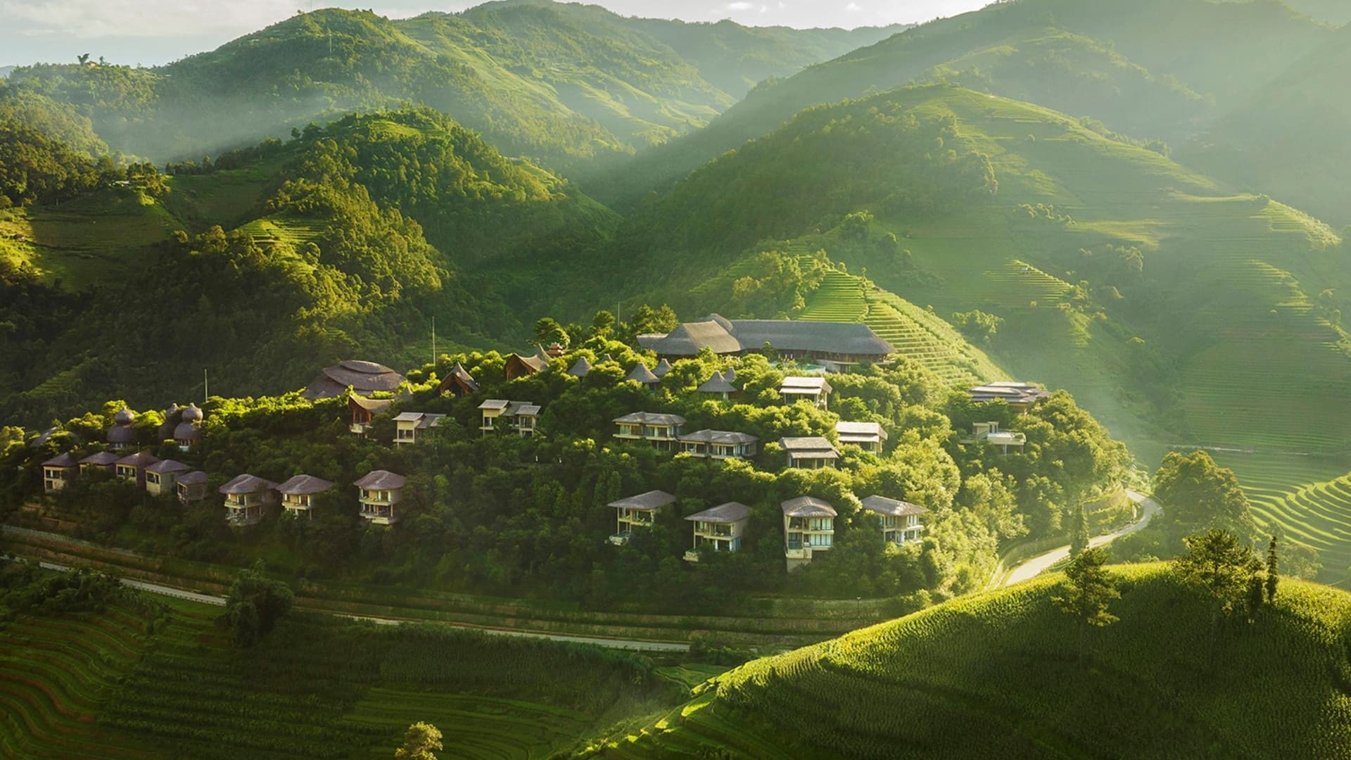 garrya mu cang chai resort aerial shot