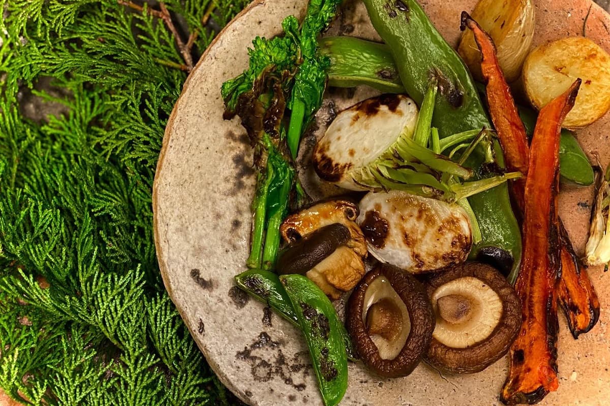 The roasted local vegetable platter at Enboca Kyoto is a must-try.