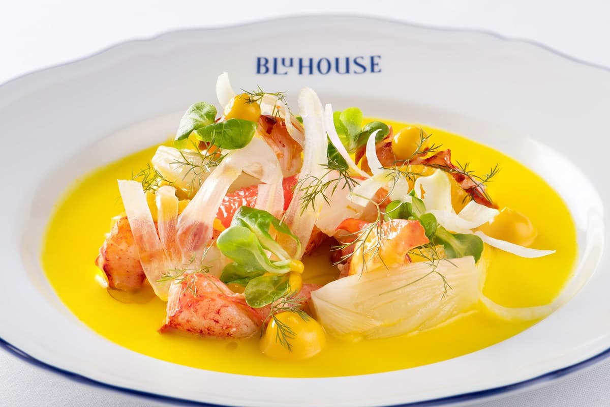 Insalata d’Astice, or lobster salad with citrus fruits from the Amalfi Coast, at The Dining Room by BluHouse.